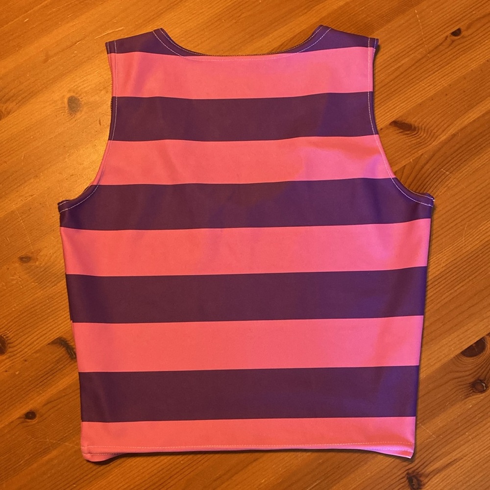 Striped Pink & Purple Crop Tank Top for Women - Picture 3 of 4